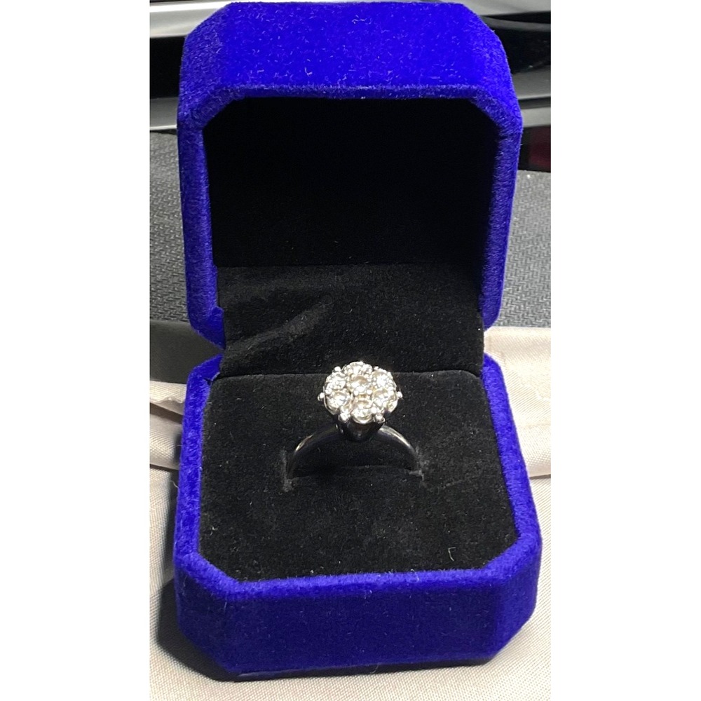 VINTAGE 1977 ESTATE 1 Carat NATURAL DIAMOND CLUSTER 14K White Gold RING sz 7